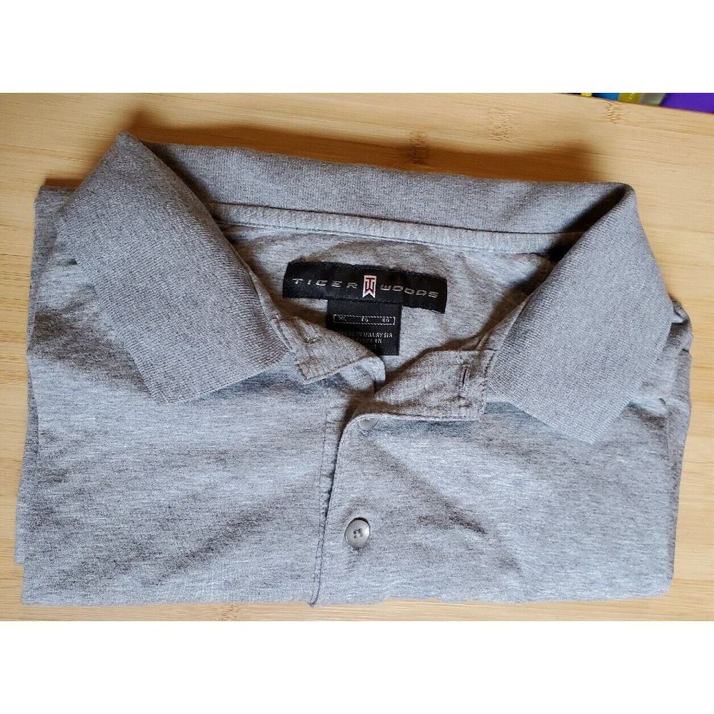 Nike Tiger Woods Golf Shirt Men X-Large Gray Short Sleeve Polo